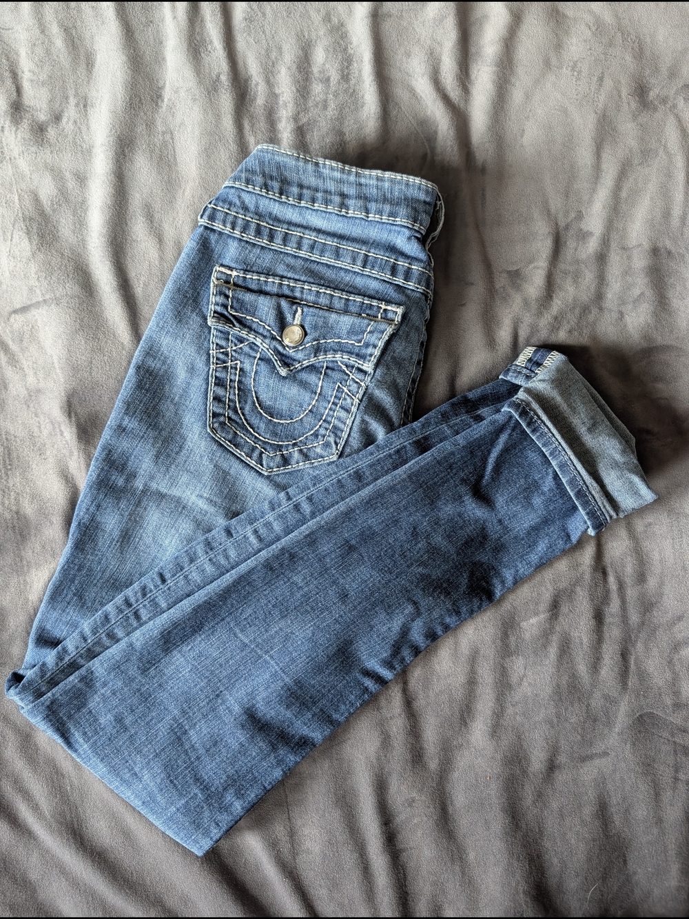 True Religion Women's Skinny Jeans in Medium Blue Wash